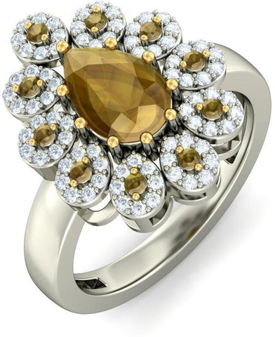 BlueStone The Amerouge White Gold Citrine, Diamond 18 K Ring