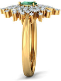 BlueStone The Epitome Luxuriate Yellow Gold Diamond, Emerald 18 K Ring