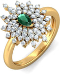 BlueStone The Epitome Luxuriate Yellow Gold Diamond, Emerald 18 K Ring