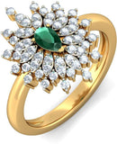 BlueStone The Epitome Luxuriate Yellow Gold Diamond, Emerald 18 K Ring