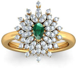 BlueStone The Epitome Luxuriate Yellow Gold Diamond, Emerald 18 K Ring