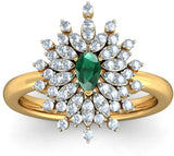 BlueStone The Epitome Luxuriate Yellow Gold Diamond, Emerald 18 K Ring