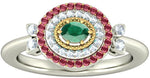BlueStone The Rajeshwari White Gold Diamond, Emerald, Ruby 18 K Ring