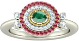BlueStone The Rajeshwari White Gold Diamond, Emerald, Ruby 18 K Ring