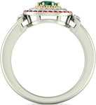 BlueStone The Rajeshwari White Gold Diamond, Emerald, Ruby 18 K Ring