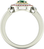 BlueStone The Rajeshwari White Gold Diamond, Emerald, Ruby 18 K Ring
