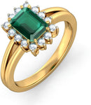 BlueStone The Kalakriti Yellow Gold Diamond, Emerald 14 K Ring