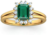 BlueStone The Kalakriti Yellow Gold Diamond, Emerald 14 K Ring