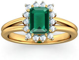 BlueStone The Kalakriti Yellow Gold Diamond, Emerald 14 K Ring