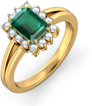 BlueStone The Kalakriti Yellow Gold Diamond, Emerald 14 K Ring
