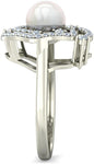 BlueStone The Forever Rose White Gold Diamond, Pearl 14 K Ring