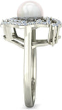 BlueStone The Forever Rose White Gold Diamond, Pearl 14 K Ring
