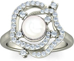 BlueStone The Forever Rose White Gold Diamond, Pearl 14 K Ring