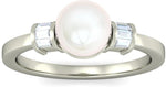 BlueStone The Beatrice White Gold Diamond, Pearl 14 K Ring