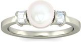 BlueStone The Beatrice White Gold Diamond, Pearl 14 K Ring