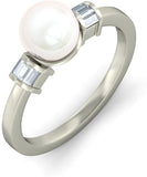 BlueStone The Beatrice White Gold Diamond, Pearl 14 K Ring