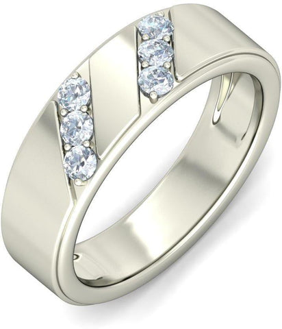 BlueStone The Masterstroke White Gold Diamond 18 K Ring