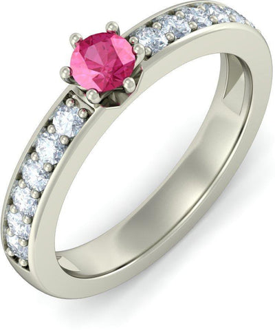 BlueStone The Amorous Noble White Gold Diamond, Tourmaline 18 K Ring