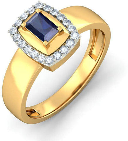 BlueStone The Excellence Yellow Gold Sapphire, Diamond 18 K Ring