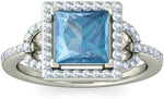 BlueStone The Yorsh White Gold Aquamarine, Diamond 14 K Ring