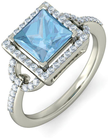 BlueStone The Yorsh White Gold Aquamarine, Diamond 14 K Ring