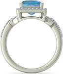 BlueStone The Yorsh White Gold Aquamarine, Diamond 14 K Ring