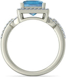BlueStone The Yorsh White Gold Aquamarine, Diamond 14 K Ring
