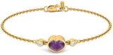 BlueStone Yellow Gold Diamond, Amethyst 18 Bracelet