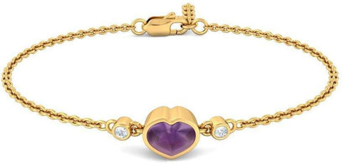 BlueStone Yellow Gold Diamond, Amethyst 18 Bracelet