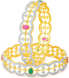 Pissara Alloy Cubic Zirconia Rhodium, 18K Yellow Gold Bangle Set