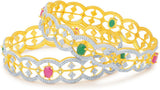 Pissara Alloy Cubic Zirconia Rhodium, 18K Yellow Gold Bangle Set