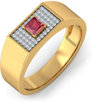 BlueStone The Emperor Yellow Gold Diamond, Ruby 18 K Ring