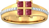 BlueStone The Charming Prince Yellow Gold Diamond, Ruby 14 K Ring