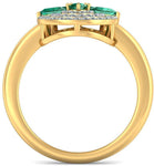 BlueStone The Blooming Circles Yellow Gold Diamond, Emerald 18 K Ring