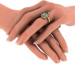 BlueStone The Blooming Circles Yellow Gold Diamond, Emerald 18 K Ring