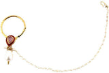 Radhesh Creation Crystal Yellow Gold Plated Brass Nathiya