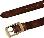 Vermello Men Casual Brown Genuine Leather Belt