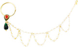 Radhesh Creation Crystal Yellow Gold Plated Brass Nathiya