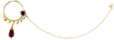 Radhesh Creation Crystal Yellow Gold Plated Brass Nathiya