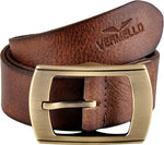Vermello Men Casual Brown Genuine Leather Belt