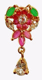 poonamcreation Zircon Rhodium Plated Alloy, Stone Necklace Set