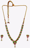 poonamcreation Zircon Rhodium Plated Alloy, Stone Necklace Set