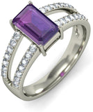 BlueStone The Andante White Gold Diamond, Amethyst 18 K Ring