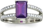 BlueStone The Andante White Gold Diamond, Amethyst 18 K Ring