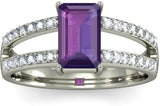 BlueStone The Andante White Gold Diamond, Amethyst 18 K Ring
