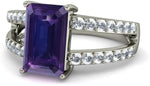 BlueStone The Andante White Gold Diamond, Amethyst 18 K Ring