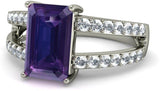 BlueStone The Andante White Gold Diamond, Amethyst 18 K Ring