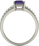 BlueStone The Andante White Gold Diamond, Amethyst 18 K Ring