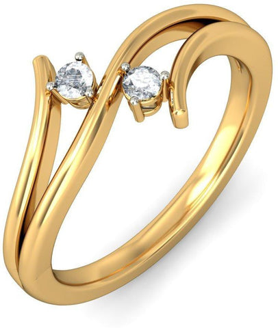 BlueStone The Twin Wingflow Yellow Gold Diamond 18 K Ring