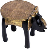 Surface 180 Wooden Elephant Shape Stool With Metal Fitting Showpiece  -  34.02 cm